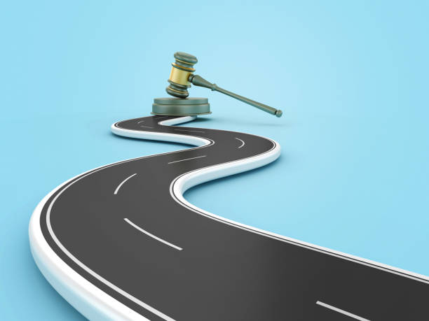 legal gavel with road colored background 3d rendering